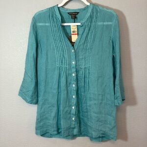 Tommy Bahama Lani Linen Pleated Tunic- XS.  B29
